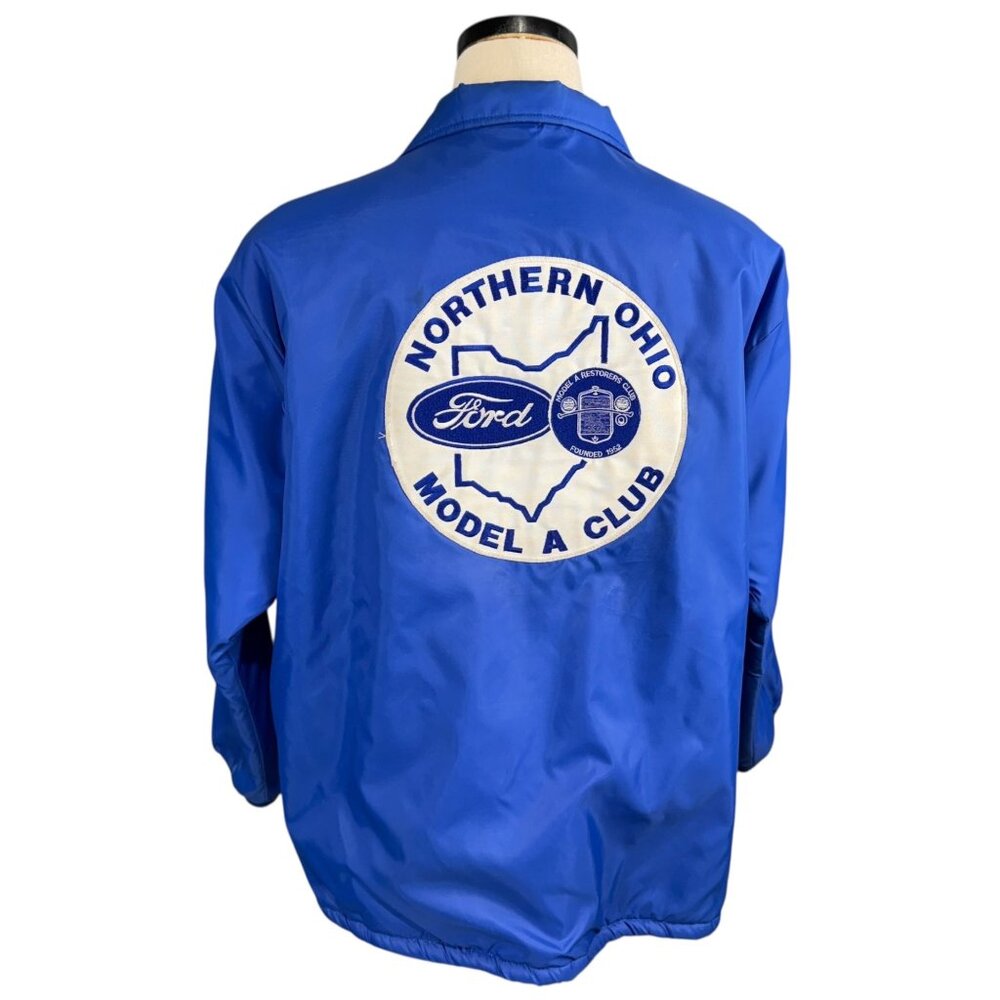 Hilton Large Blue Nylon Jacket Northern Ohio Model A Club Ford Logo Patch USA